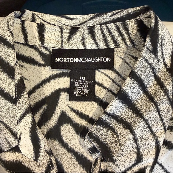 Norton McNaughton Zebra Print Button Front Blouse Animal Print Size 18 - Picture 5 of 5